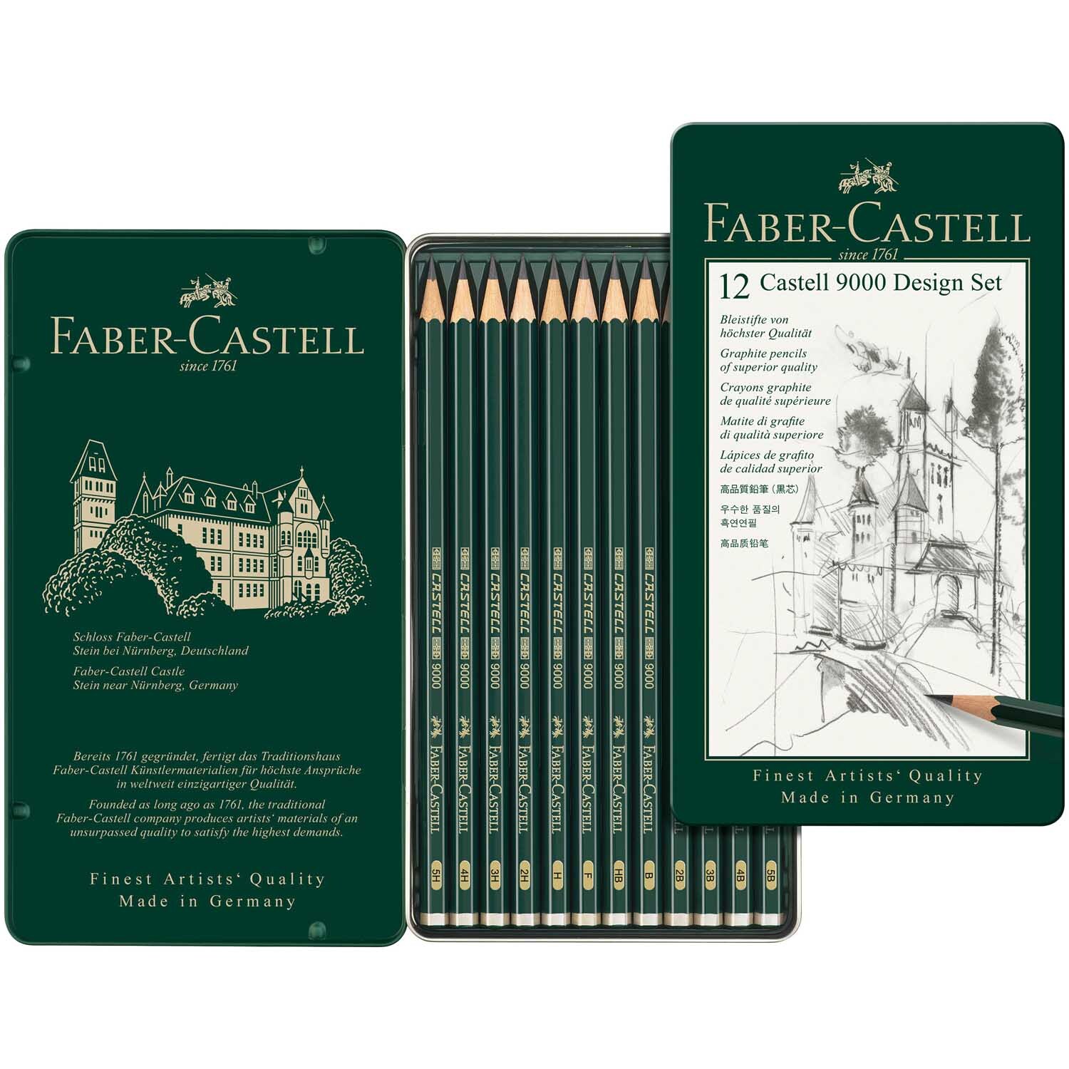 Castell 9000 Design Set Metalletui 12-teilig von Faber-Castell 