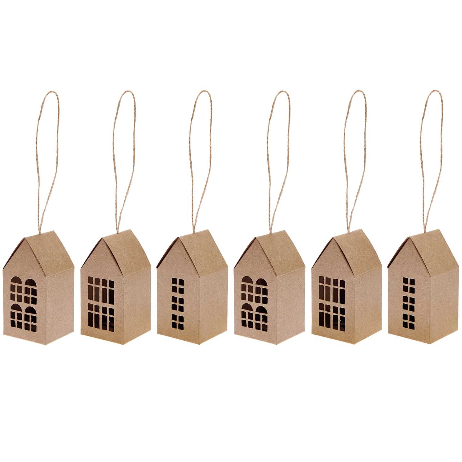 Paper Poetry Papphäuser-Set mit sechs vorgestanzten Naturkarton-Häusern von Rico Design, ideal zum Basteln und Dekorieren.