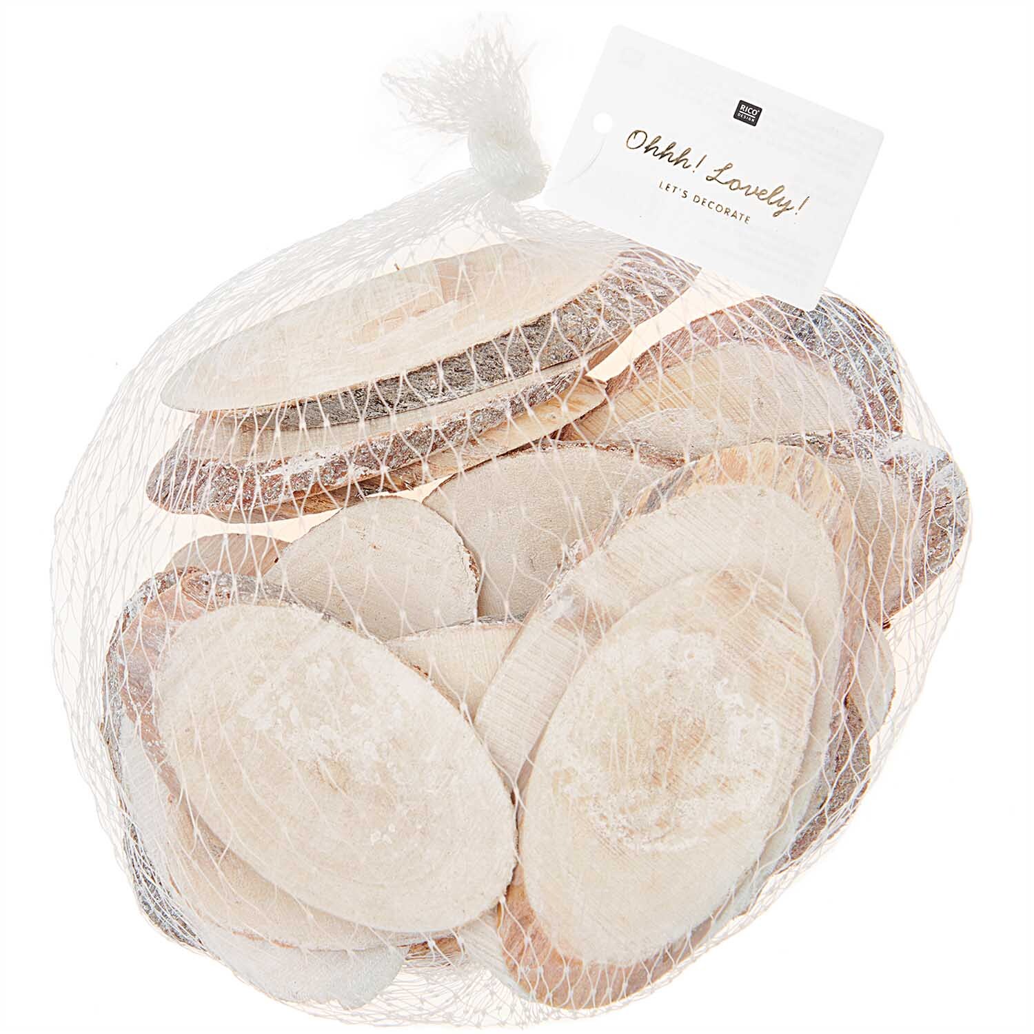 Holzscheiben oval beschneit 200g von Rico Design