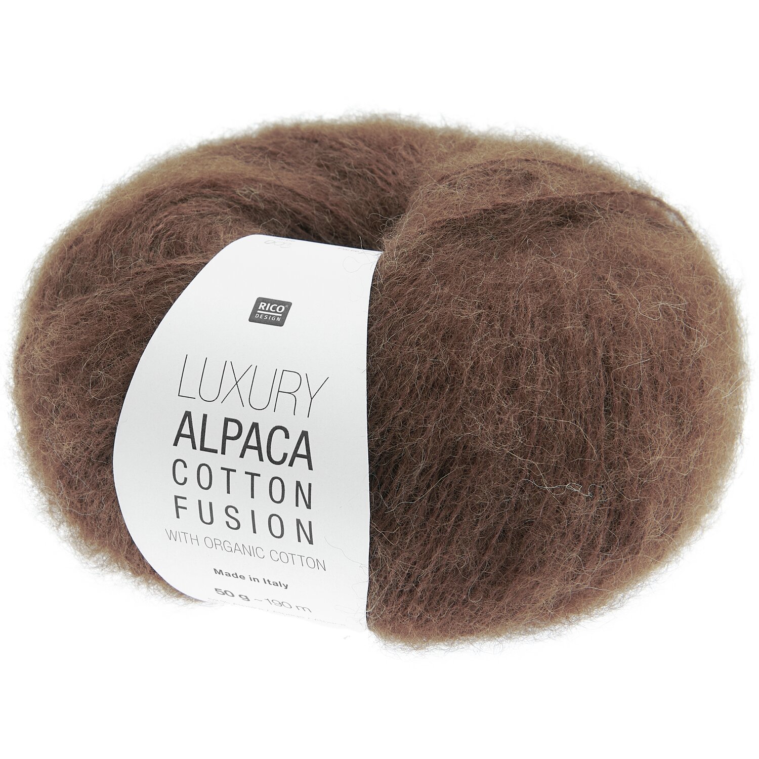 Luxury Alpaca Cotton Fusion, weiches Garn in Nougat von Rico Design, ideal für Strickprojekte.