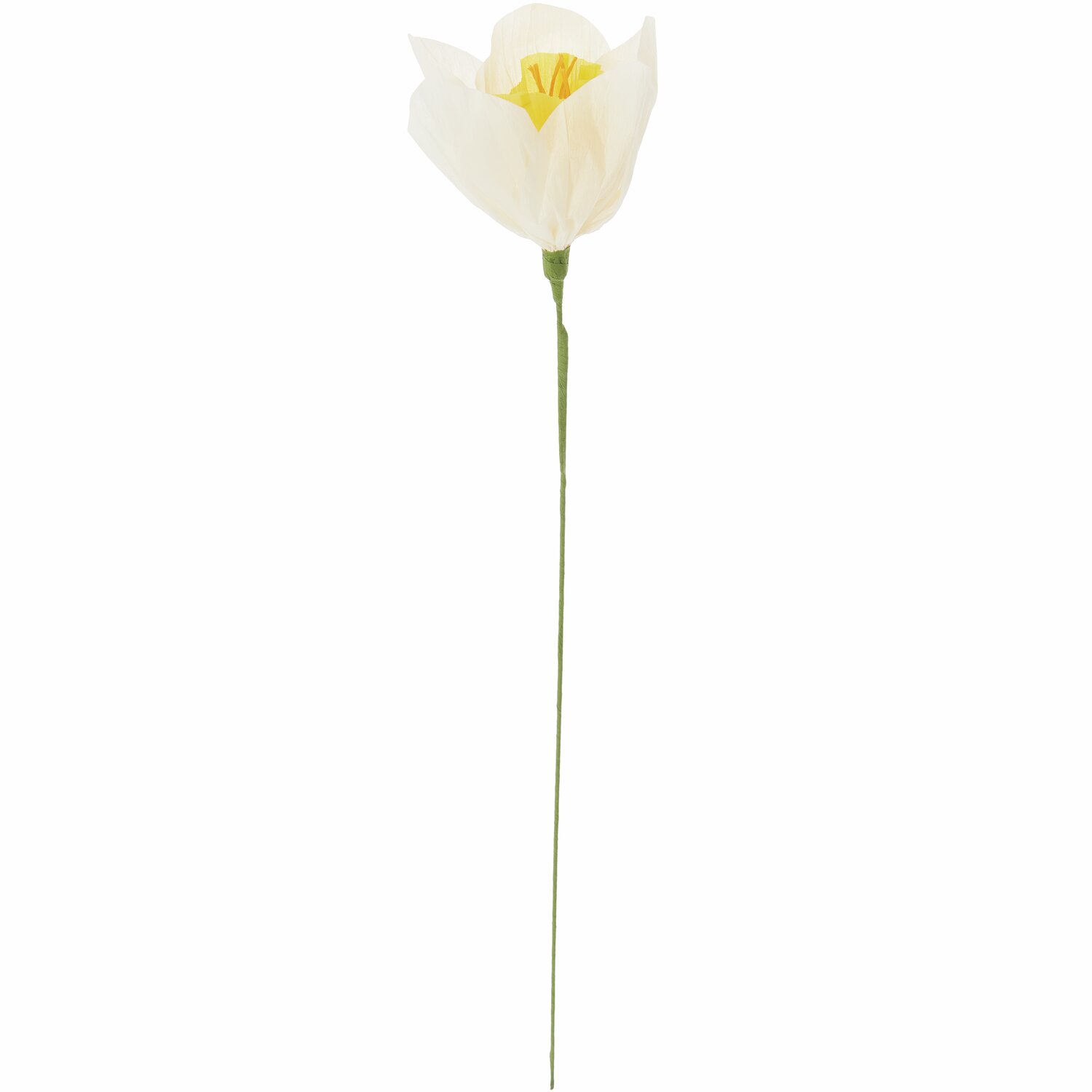 Papierblume Narzisse in Weiß-Gelb von Rico Design, 45x15cm, zeigt eine elegante Blüte auf langem Stiel.