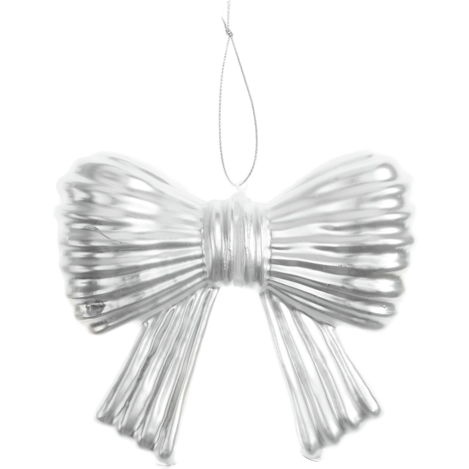 Glashänger Schleife groß in elegantem Silber von Rico Design, 13,5x11x3,5cm, ideal für festliche Dekorationen.