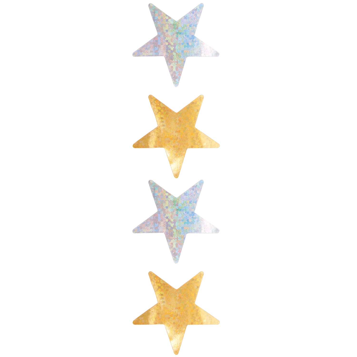 Paper Poetry Mini-Sticker zeigen holografische Sterne in Gold und Silber. Enthält 120 Stück von Rico Design.