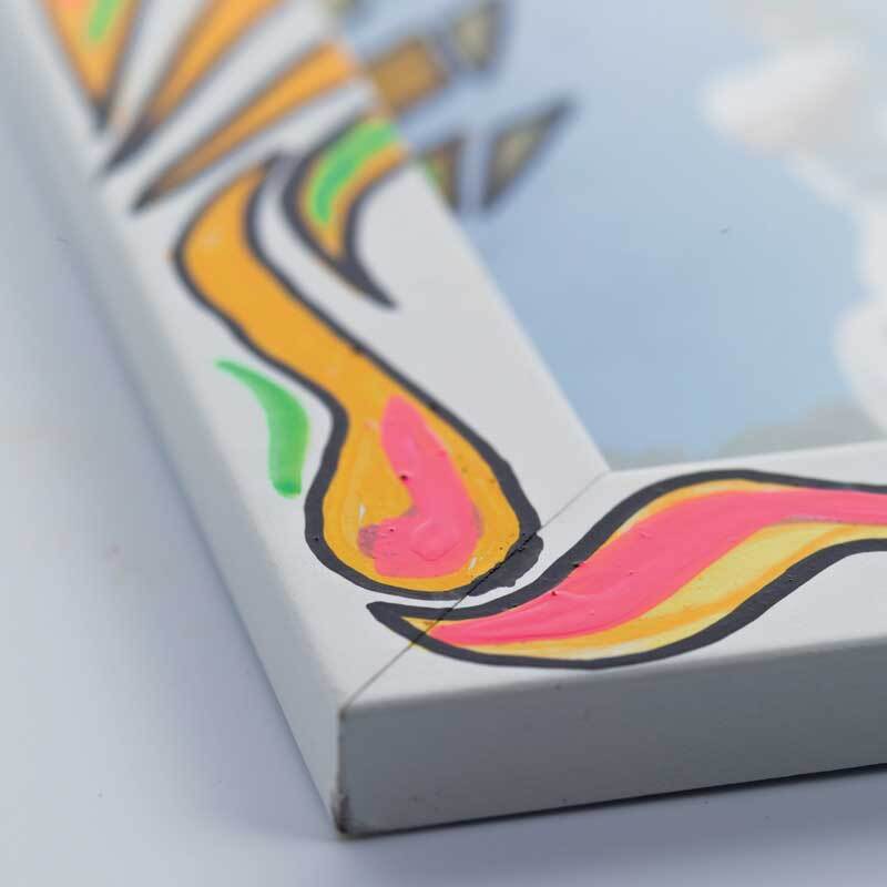 Acrylic Marker 1-2mm: Bunt bemalter Rahmen mit leuchtenden Farben, ideal für kreative Designs.