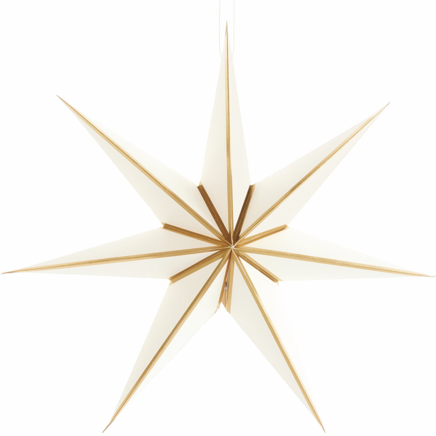 Papierstern von Rico Design, Ø45cm, in Weiß und Gold. Eleganter Stern mit acht Spitzen, ideal für festliche Dekorationen.