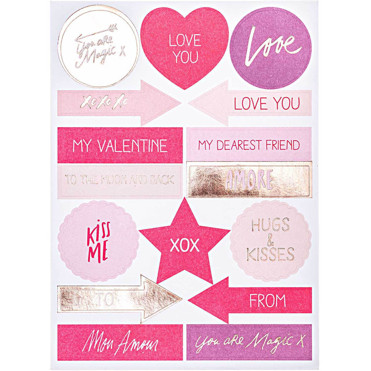 Paper Poetry Grußkartenset mit rosa Herzmotiven und romantischen Botschaften, ideal für Valentinstag.