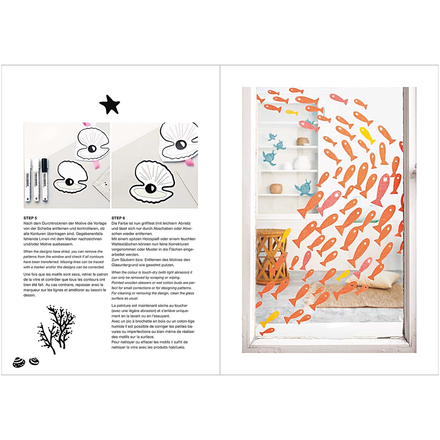 DIY Set Fenster gestalten Mermaid: Kreatives Set von Rico Design mit bunten Meerjungfrauen-Motiven für Fensterdekoration.