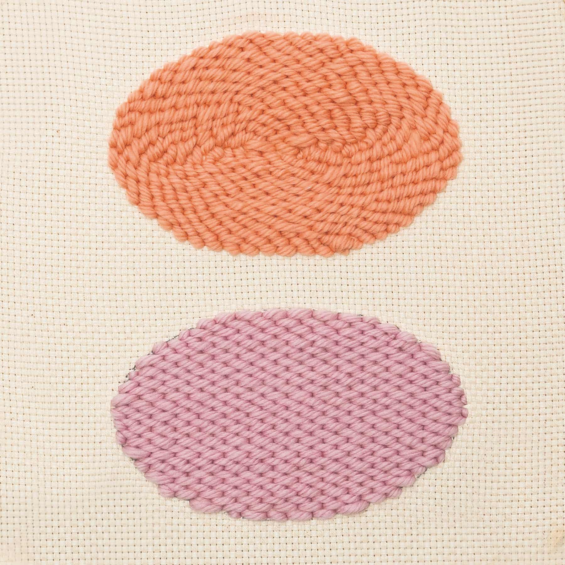 Plattstich-Varianten mit Punch Needle gestickt 
