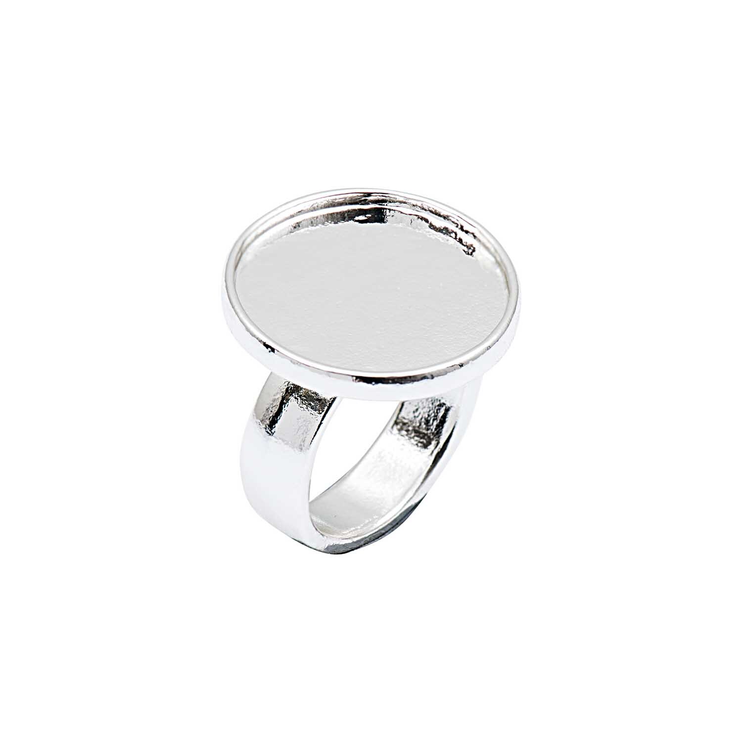 Cabochon Ring rund 20mm von Rico Design in elegantem Silber, ideal für stilvolle Anlässe.