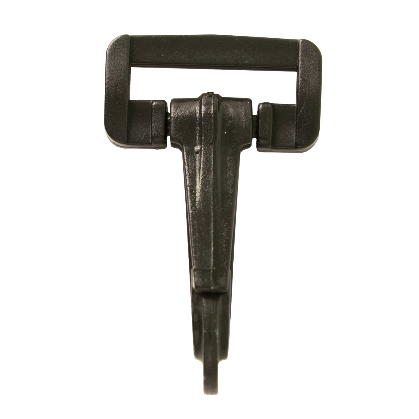 Karabinerhaken schwarz, 25mm, von Rico Design, stabiler Metallhaken mit rechteckiger Öse zur Befestigung an Taschen, Rucksäcken und Gurten.