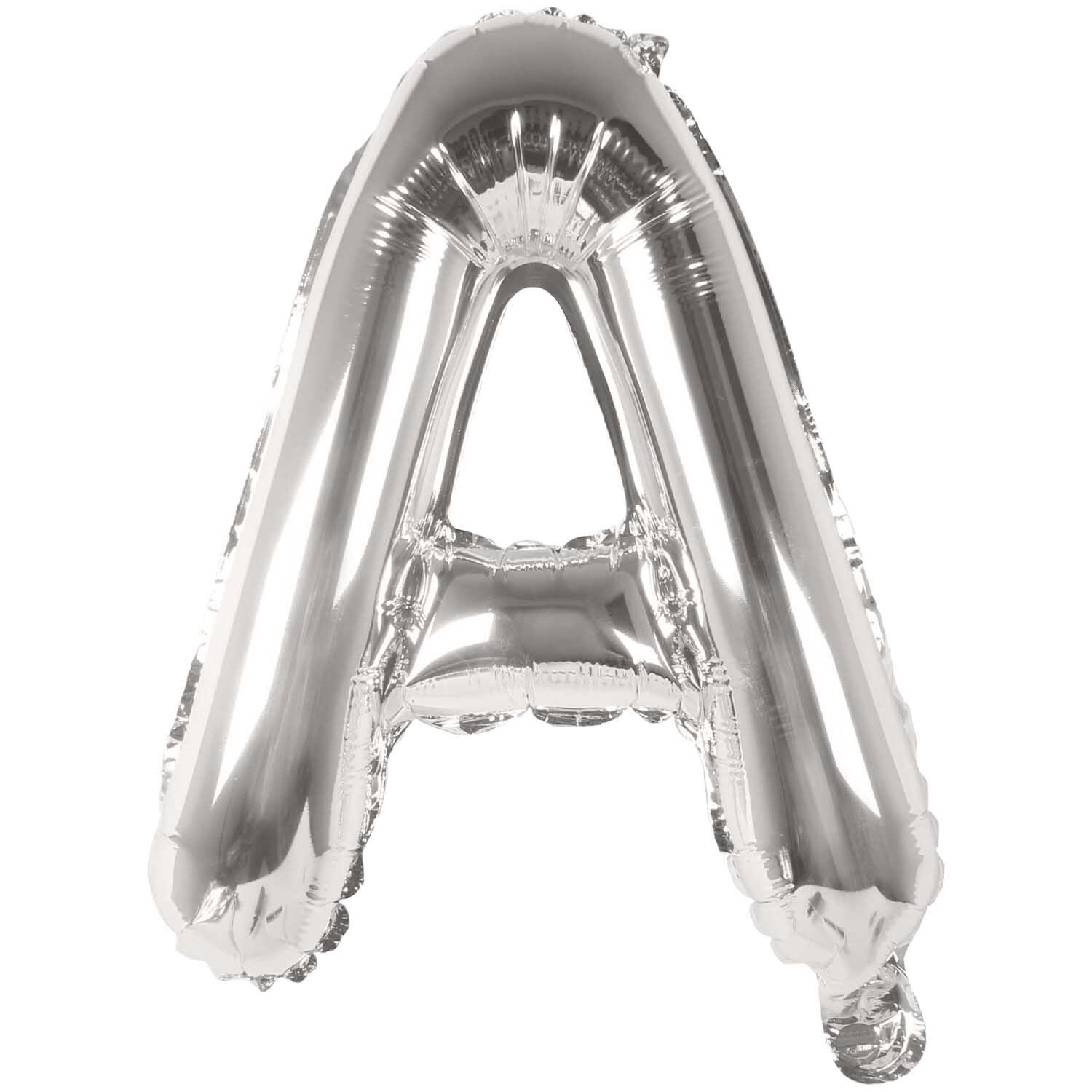 Folienballon Buchstabe silber 36cm in Form eines großen A, glänzend und von Rico Design.
