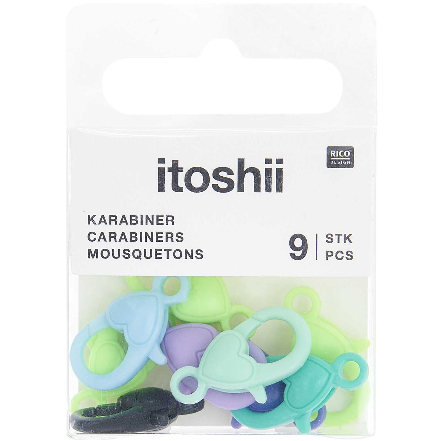 itoshii Karabiner Grün Mix 12x22x7mm 9 Stück von Rico Design