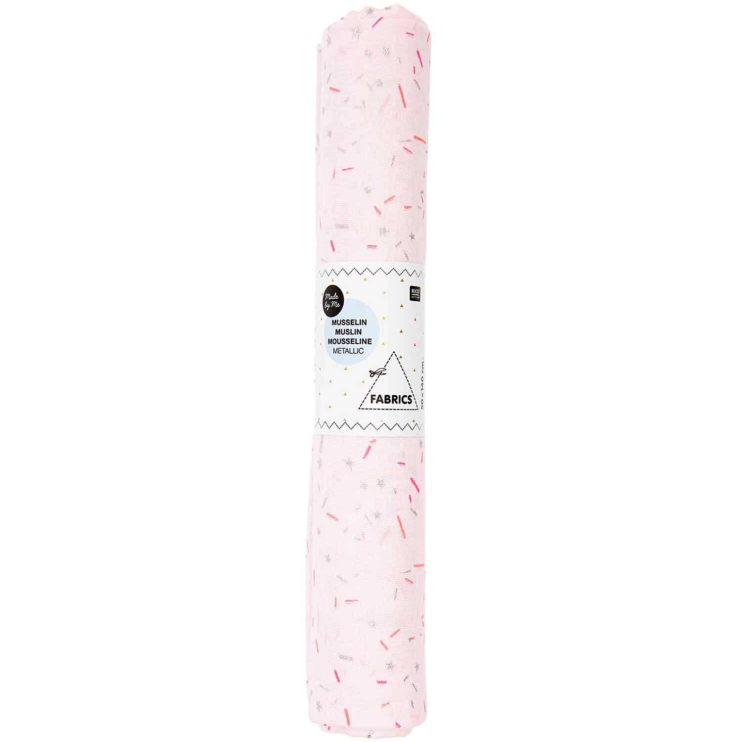 Musselin-Druckstoff Nostalgic Christmas Streifen puder-metallic 50x140cm von Rico Design