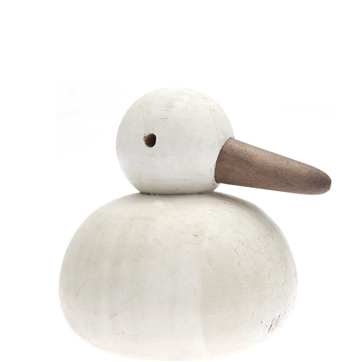 Möwe sitzend weiß Holz 10x10,5cm von Rico Design: Weiße Holzfigur einer Möwe mit braunem Schnabel.