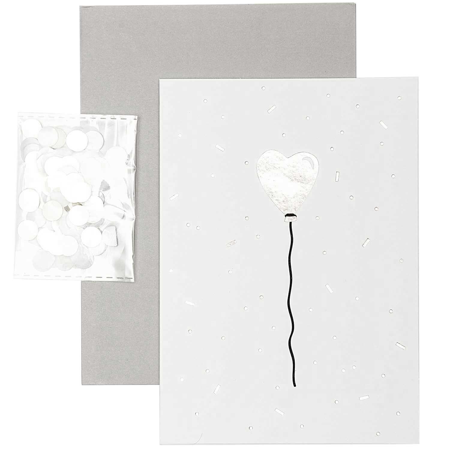 Paper Poetry Grußkartenset mit Herzballon-Design, verziert mit goldenen Akzenten, von Rico Design.