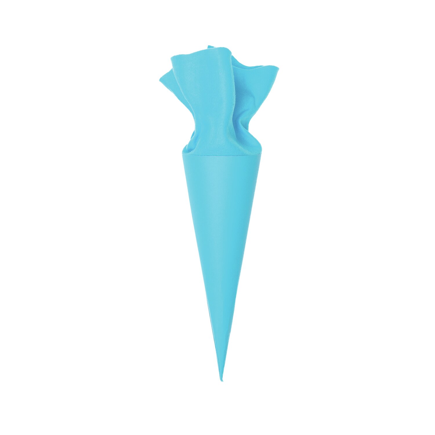 Schultüte Rohling mit Filzverschluss in leuchtendem Türkis, 35cm, von Rico Design, ideal für den Schulanfang.