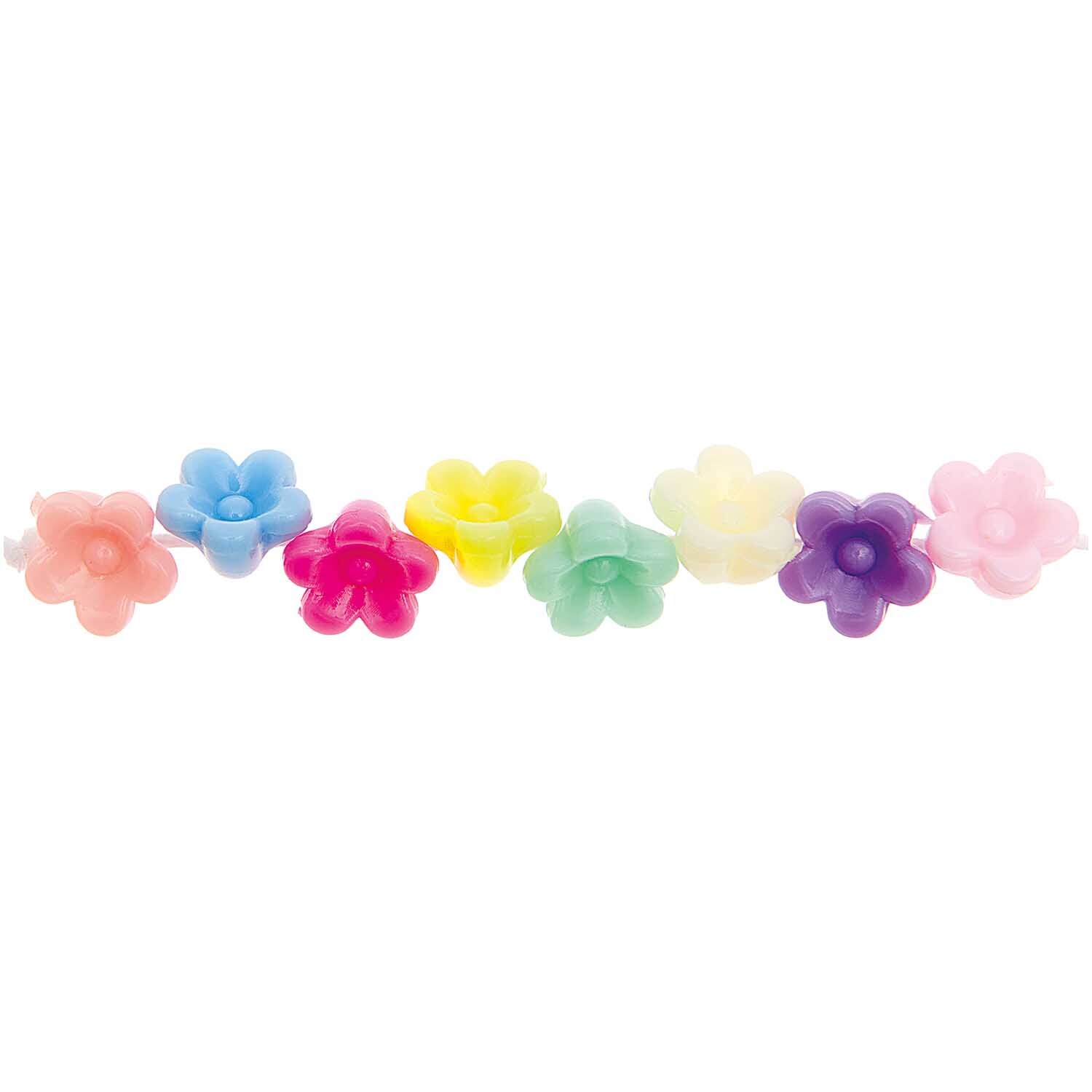 Itoshii Blumen Perlen in Pastellfarben, 10x7mm, 40 Stück. Verschiedene bunte Blumenperlen von Rico Design.