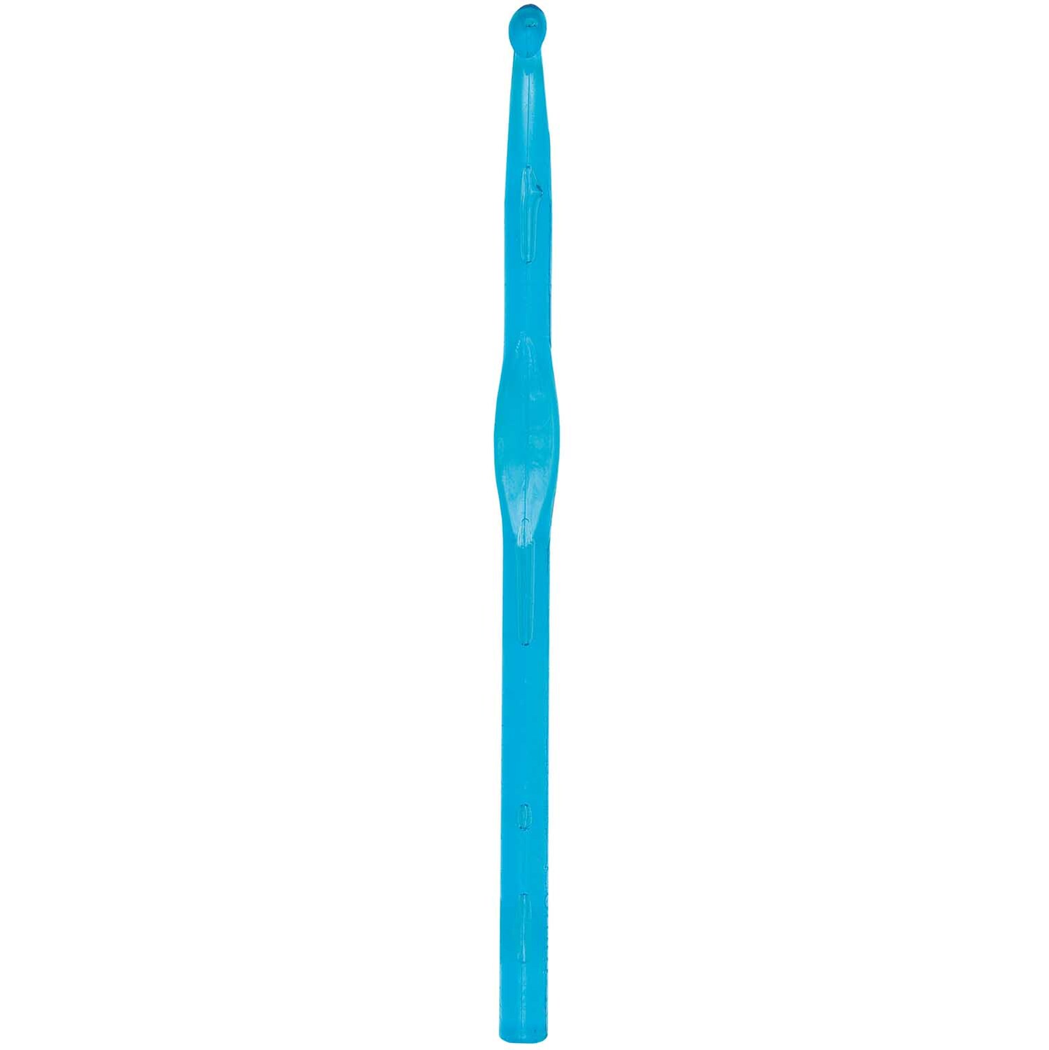 Häkelnadel 15cm von Rico Design in Blau, ideal für präzises Häkeln, auf schwarzem Hintergrund.