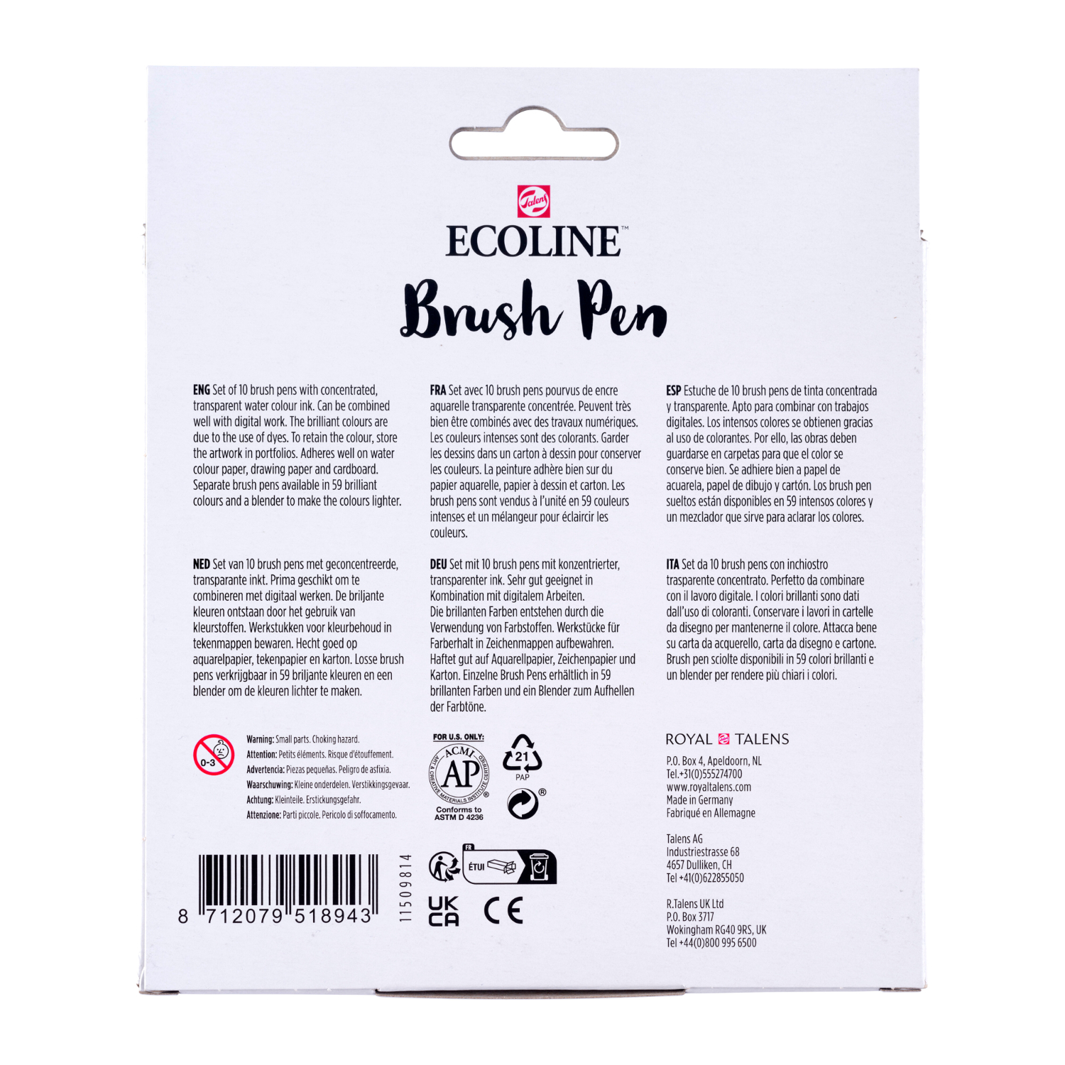 Ecoline Brush Pen Set Botanik  10 Stück  von Royal Talens