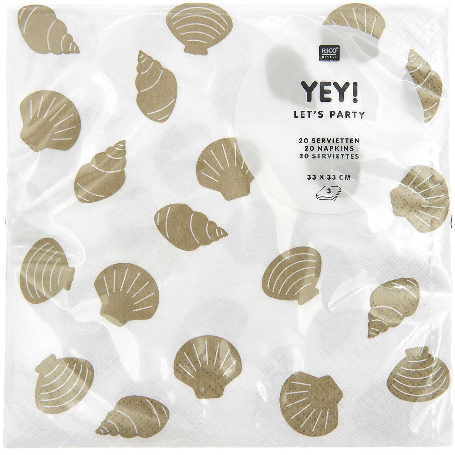 Servietten Muscheln 33x33cm 20 Stück von Rico Design