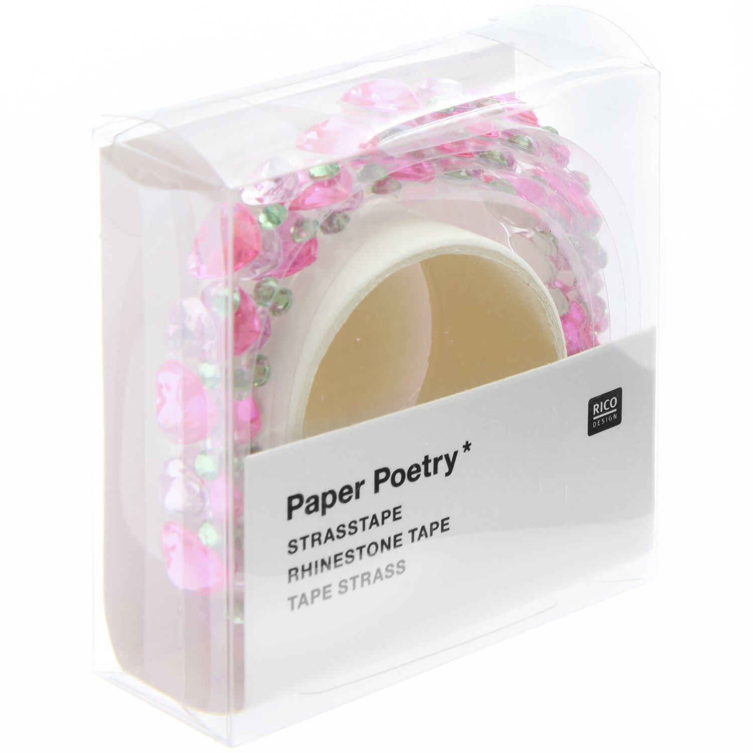 Paper Poetry Strasstape Herzen Pastell/Rot 1,9x50cm von Rico Design