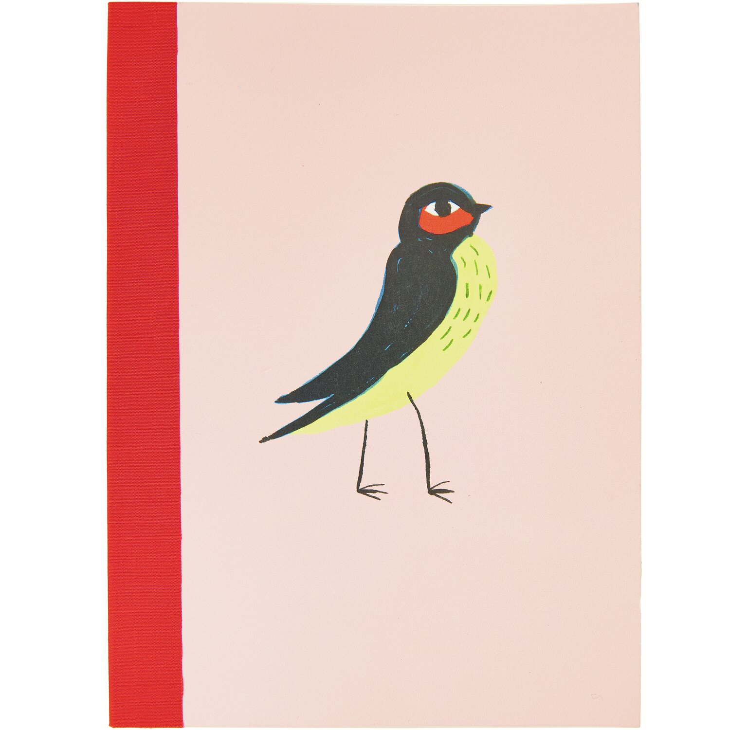 Notizbuch Midsommar Magic Vogel mit Vogelillustration auf rosa Hintergrund, 14,5x18cm, von Rico Design.