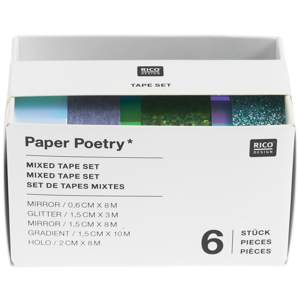 Paper Poetry Mixed Tape Set Grün/Blau 6-teilig von Rico Design