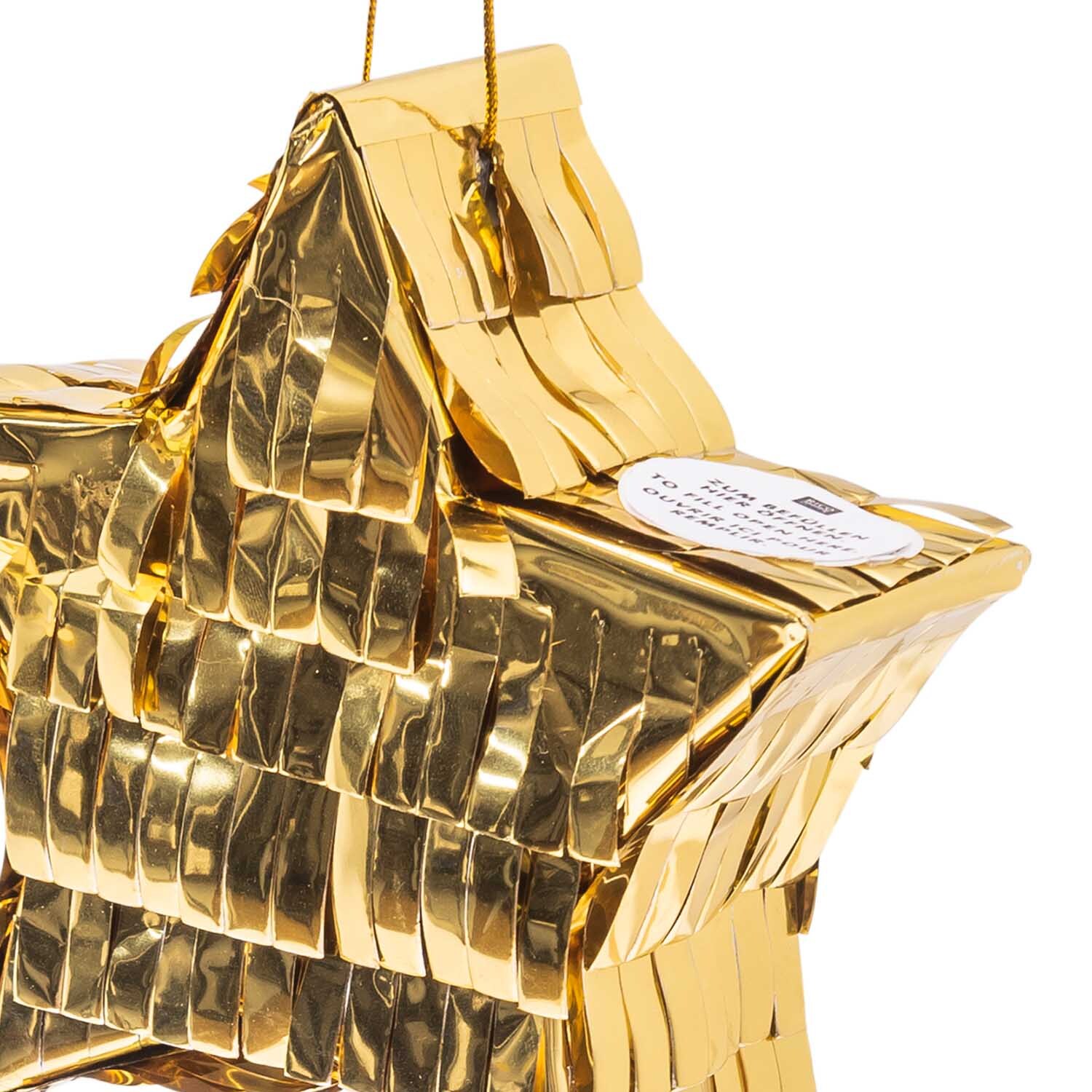 Mini-Pinata in Sternform mit goldener Quaste von Rico Design, ideal für festliche Dekorationen.