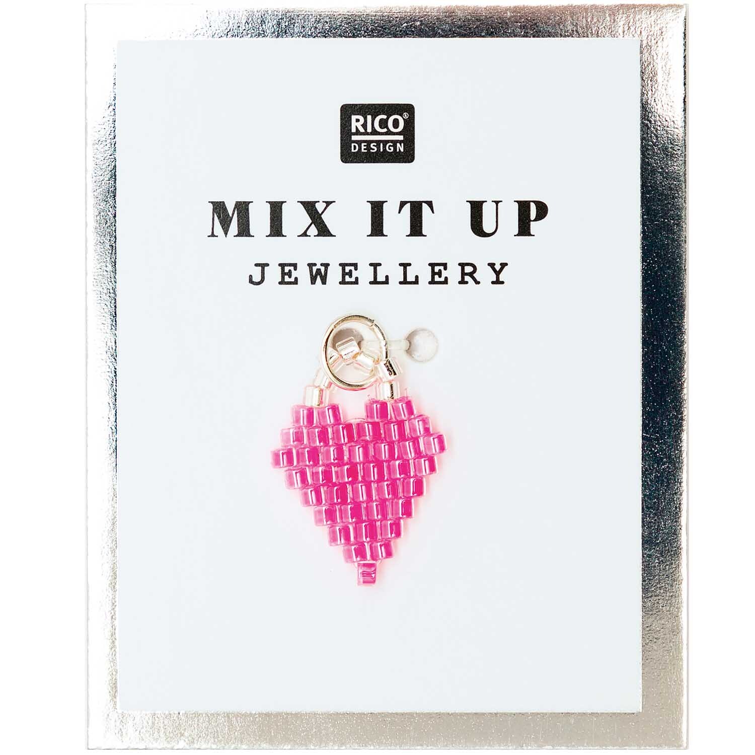 Mix it Up - Jewellery Brick Stitch Herz neon pink 11x16mm von Rico Design