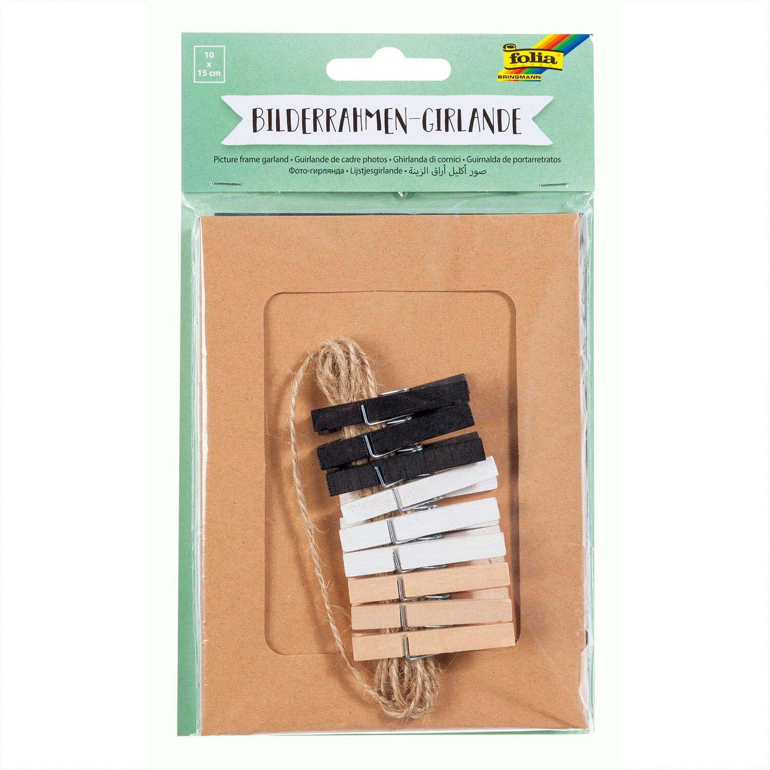 Bilderrahmengirlande: 19-teiliges Set mit schwarzen und weißen Klammern, ideal zum Dekorieren.