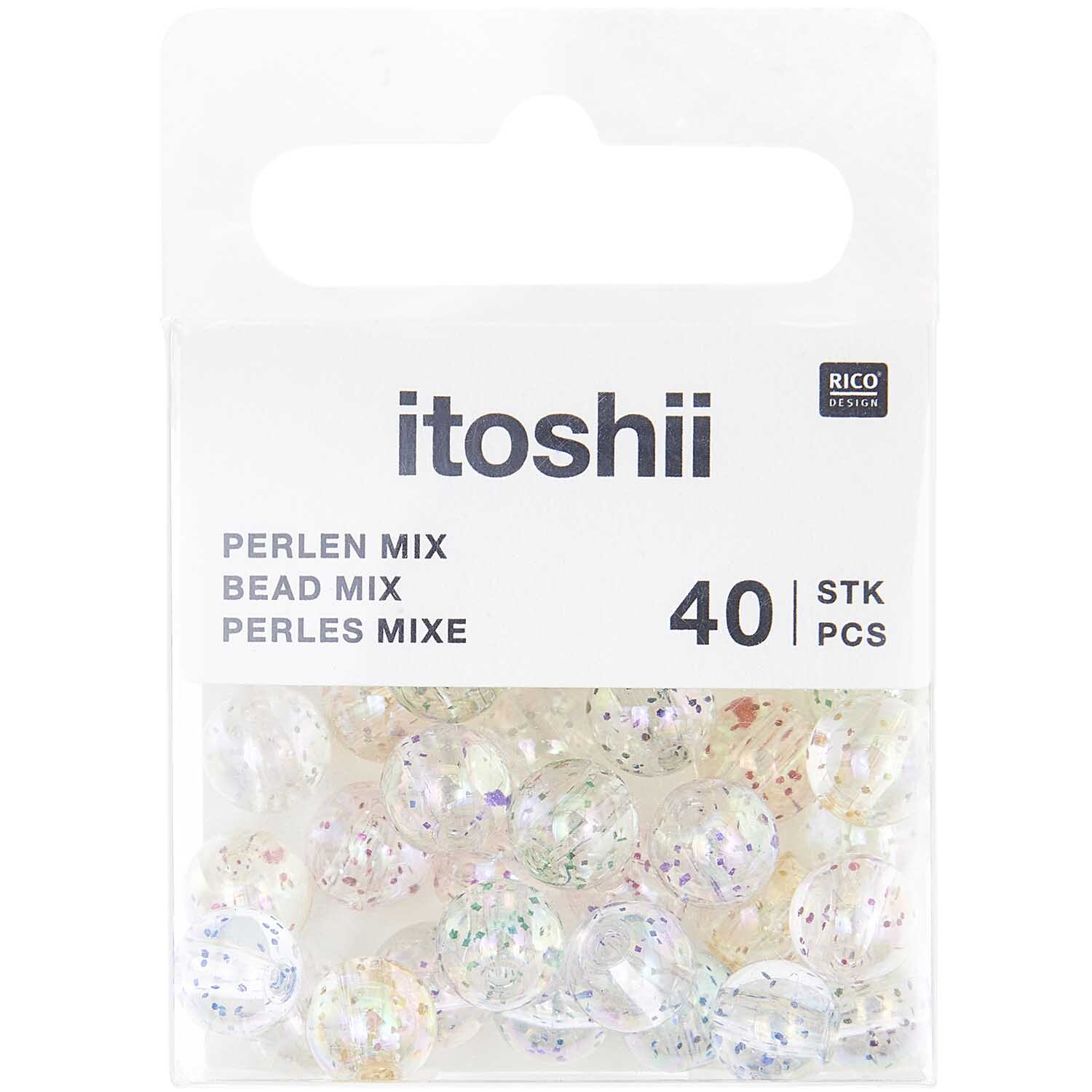 itoshii Glitzerperlen Regenbogen holografisch Ø8mm 40 Stück von Rico Design