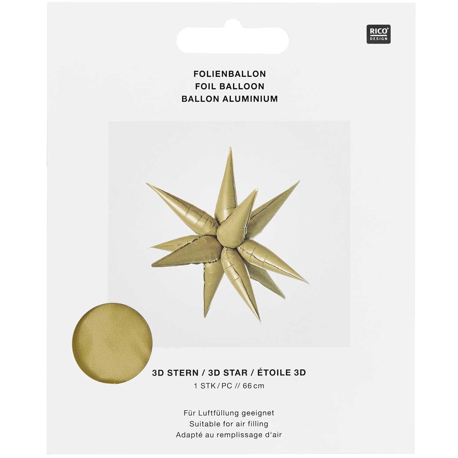 Folienballon 3D-Stern gold von Rico Design