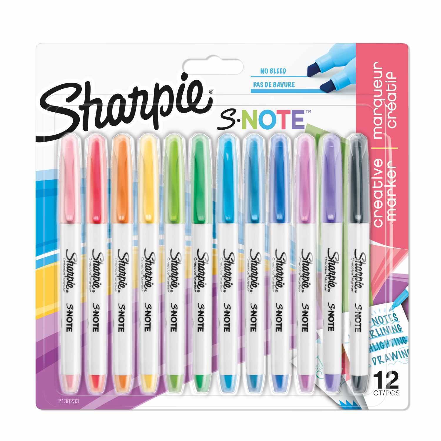 Marker S-Note 12 Stück: Set aus bunten Markern von Sharpie, ideal für kreative Projekte.