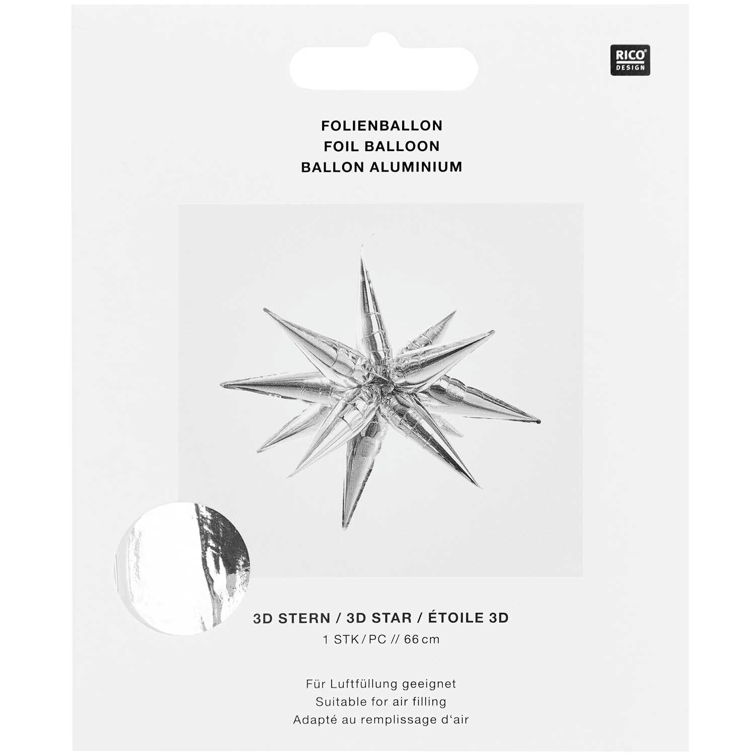 Folienballon 3D-Stern silber von Rico Design