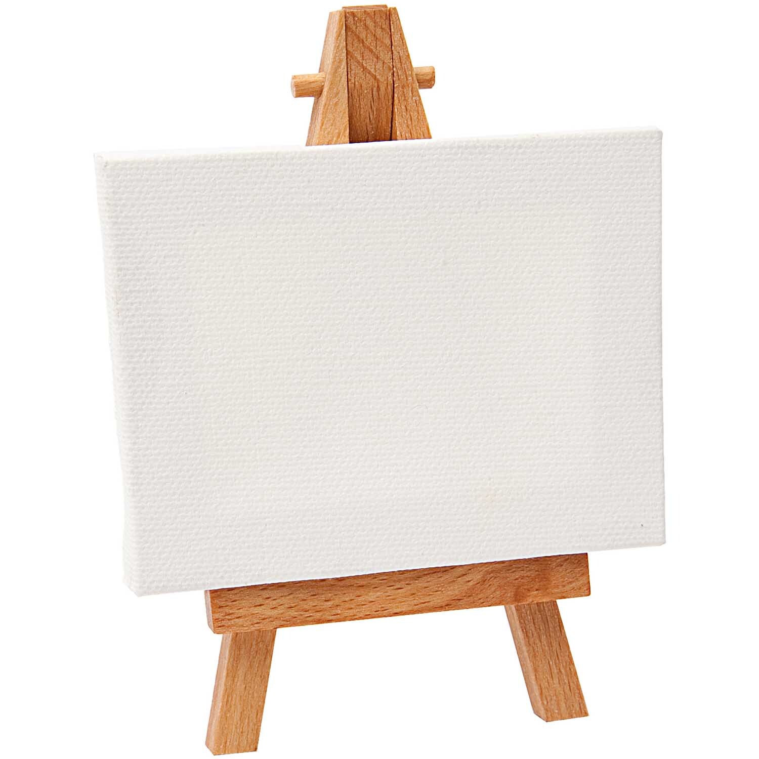 Mini-Staffelei mit Keilrahmen von Rico Design, ideal für kleine Kunstwerke, auf Holzständer.