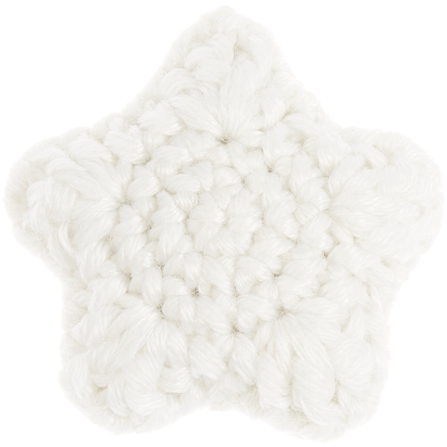 Ricorumi Glow In The Dark, gehäkelter weißer Stern aus weicher Wolle, ideal für kreative Projekte.
