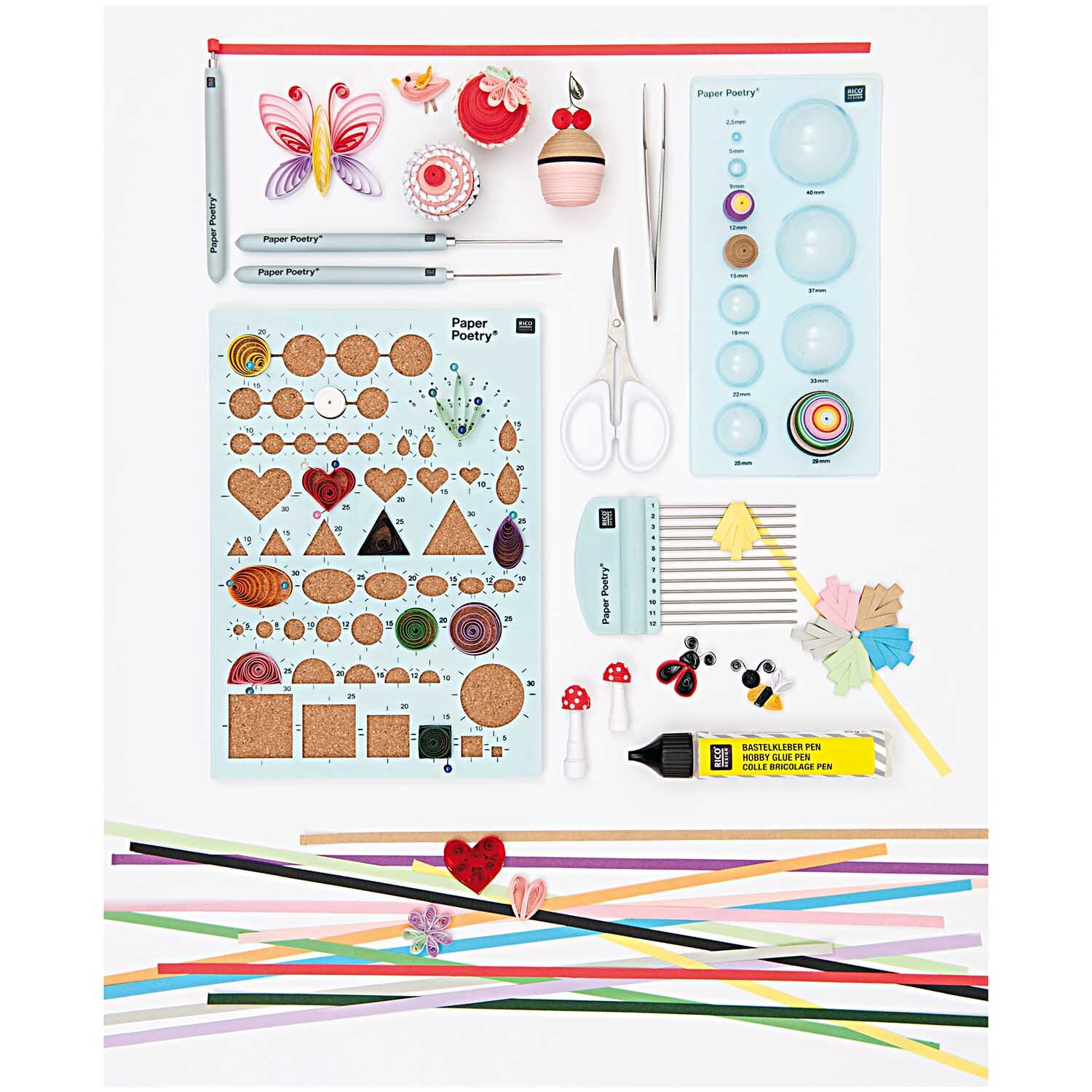 Paper Poetry Quilling Schablone mit Korkplatte von Rico Design