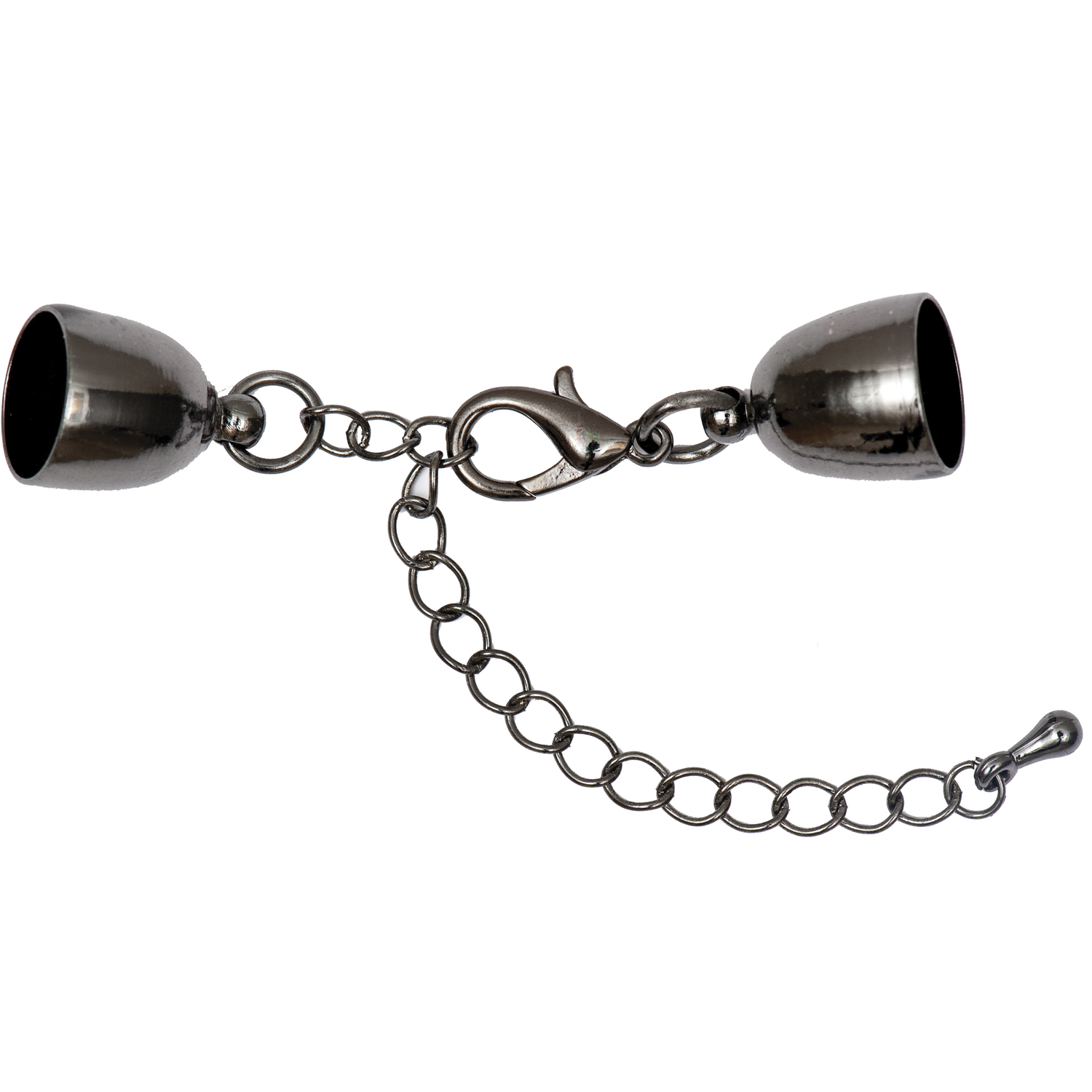 Endkappe grau matt 12mm von Rico Design mit Kettenverschluss, ideal für Schmuckdesigns.