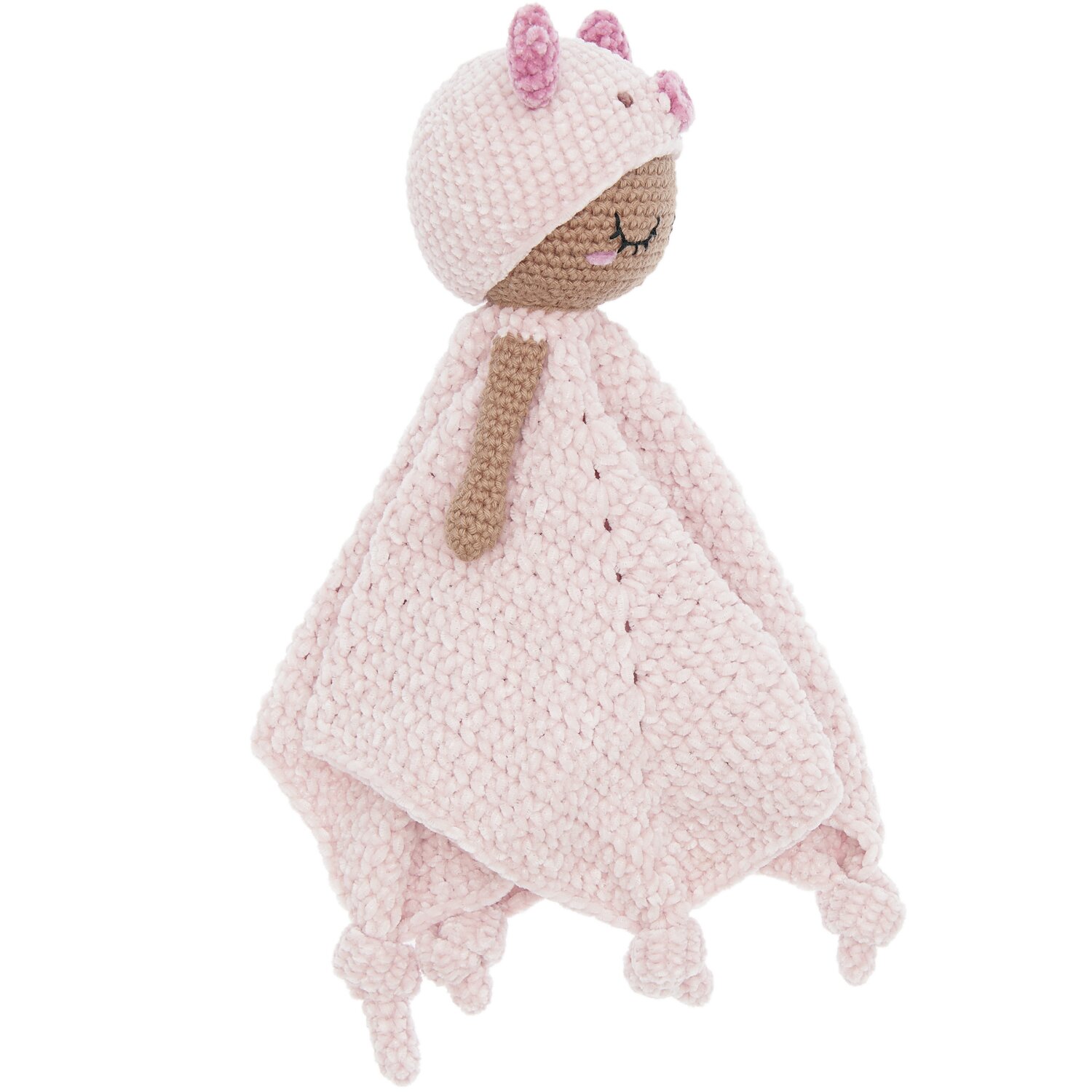 Ricorumi Häkelset Baby Blankies Schweinchen: Rosa gehäkeltes Kuscheltuch in Schweinchenform von Rico Design. Ideal für Babys.