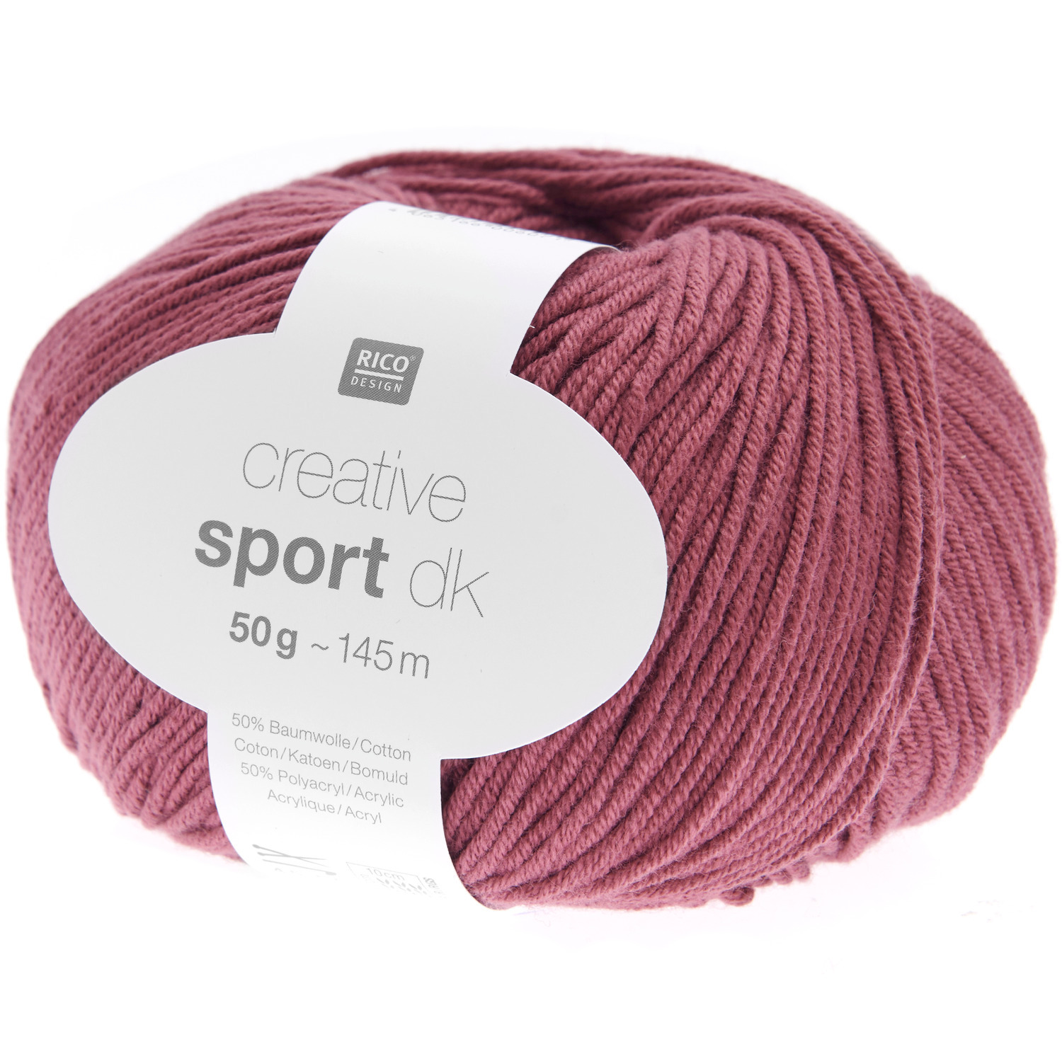 Creative Sport dk: Weiches Garn in Weinrot von Rico Design, 50g Knäuel mit 145m Lauflänge.