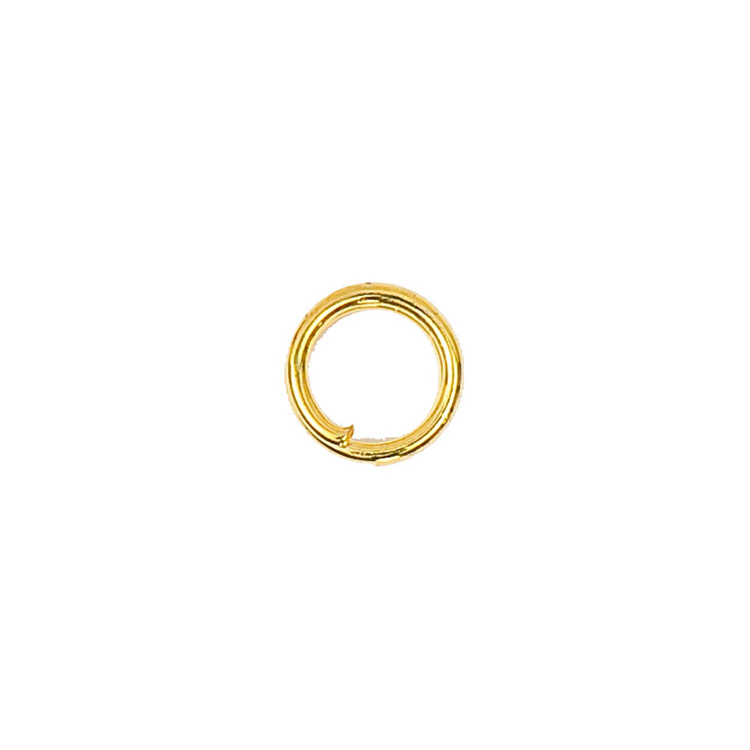 Spaltring gold 6mm 10 Stück von Rico Design, zeigt einen einzelnen goldenen Spaltring auf weißem Hintergrund.