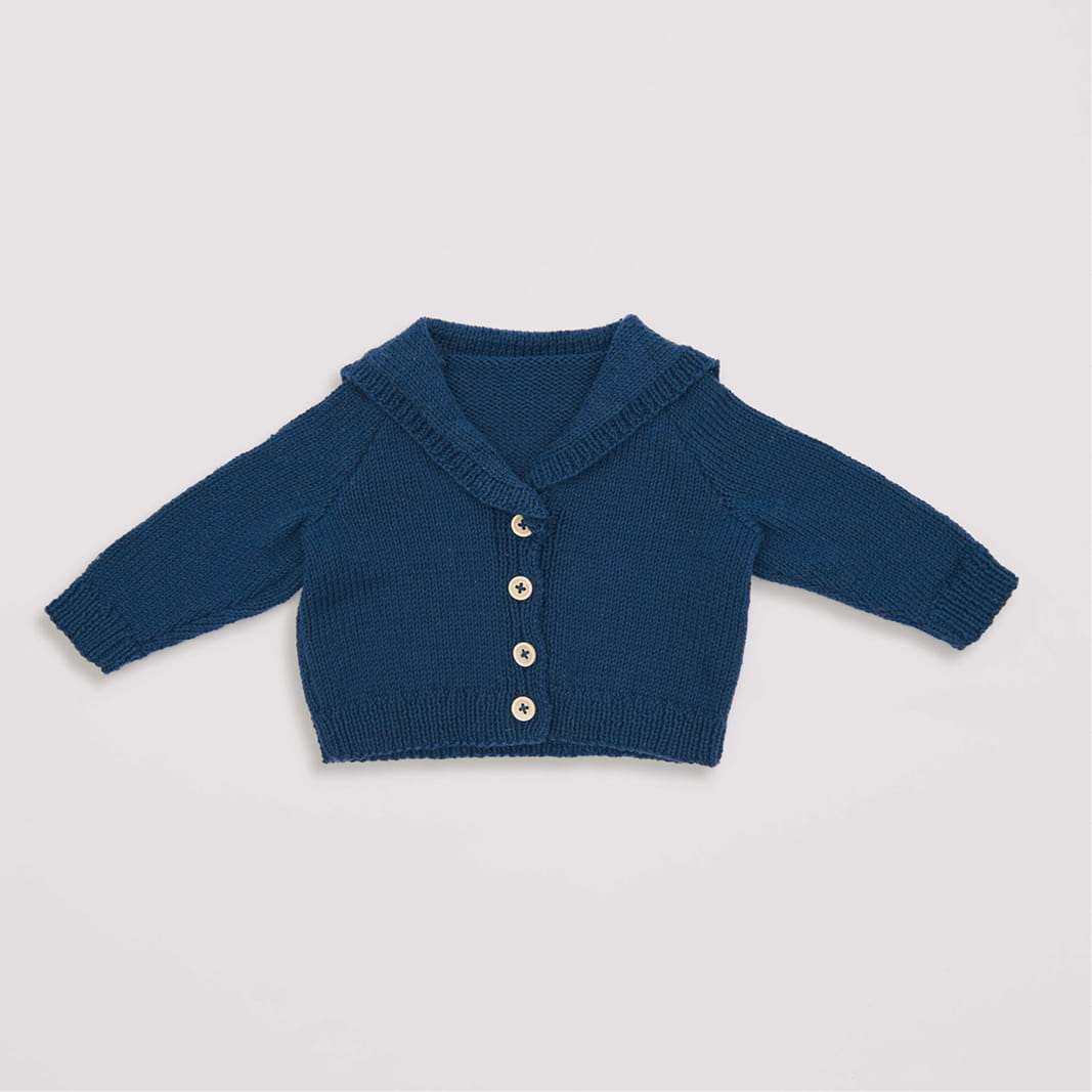 Gestrickte Babyjacke dunkelblau: Modell 03 aus dem Heft Rico Baby 039