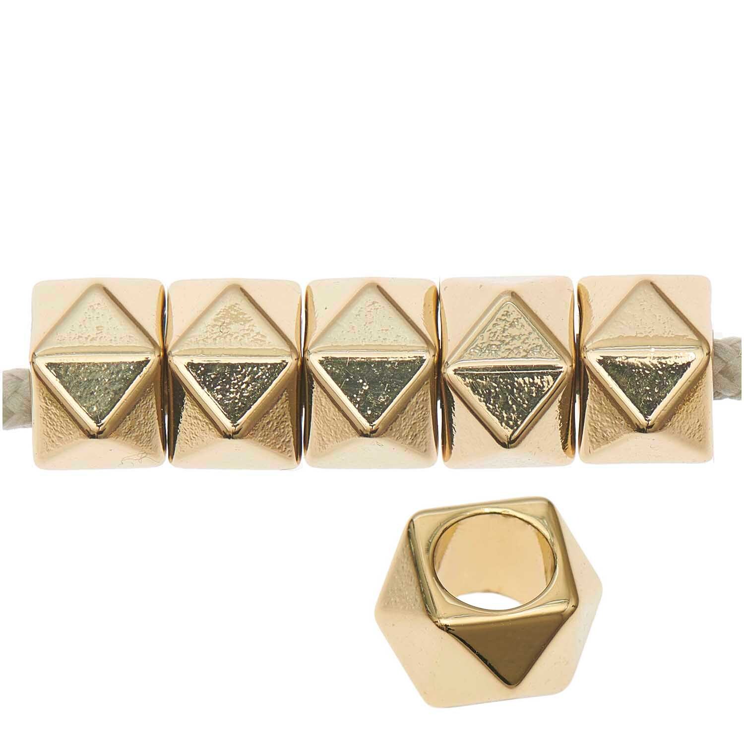 itoshii - Ponii Beads Polygone 11x7mm, 10 Stück, goldene Perlen mit geometrischem Design von Rico Design. Ideal für Schmuckherstellung.