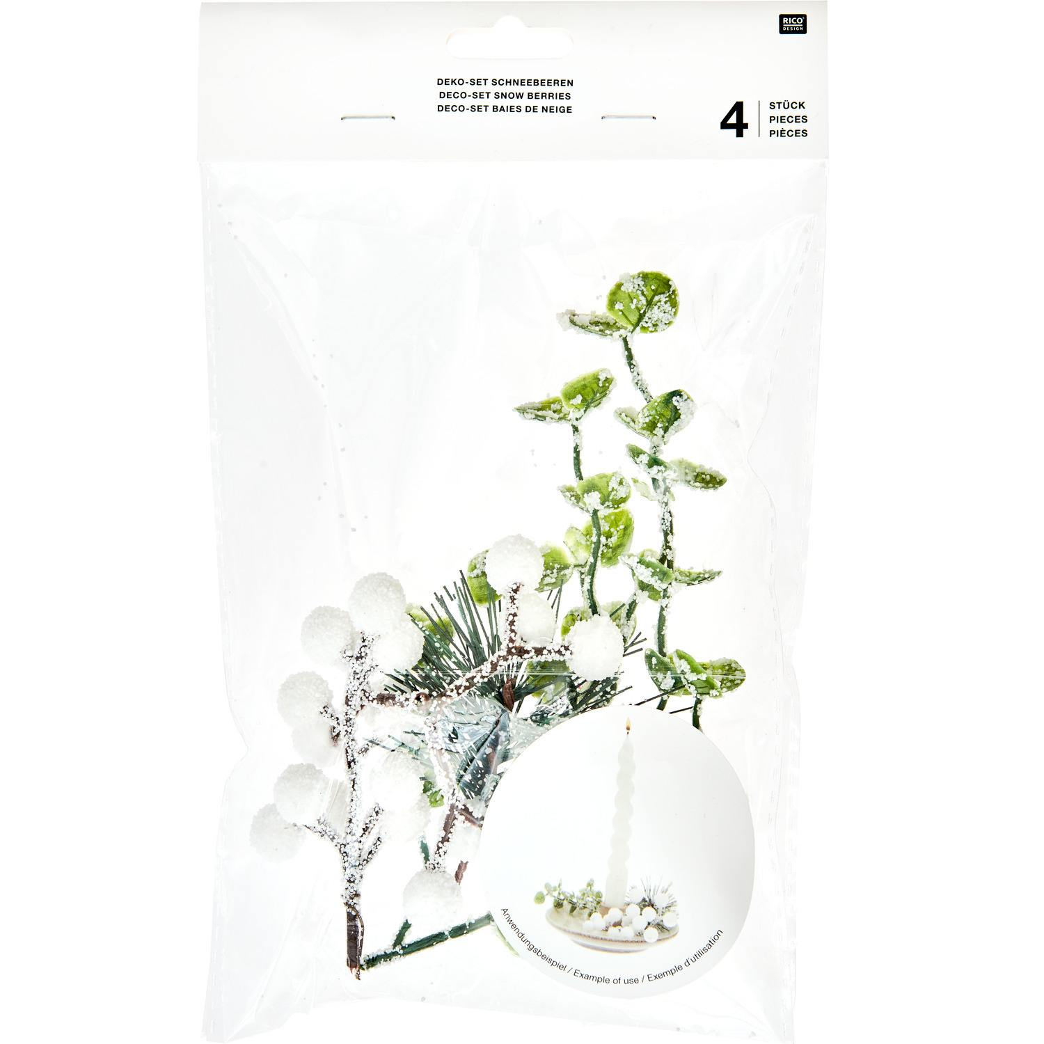 Deko-Set Schneebeeren/Zweige beschneit Weiß von Rico Design