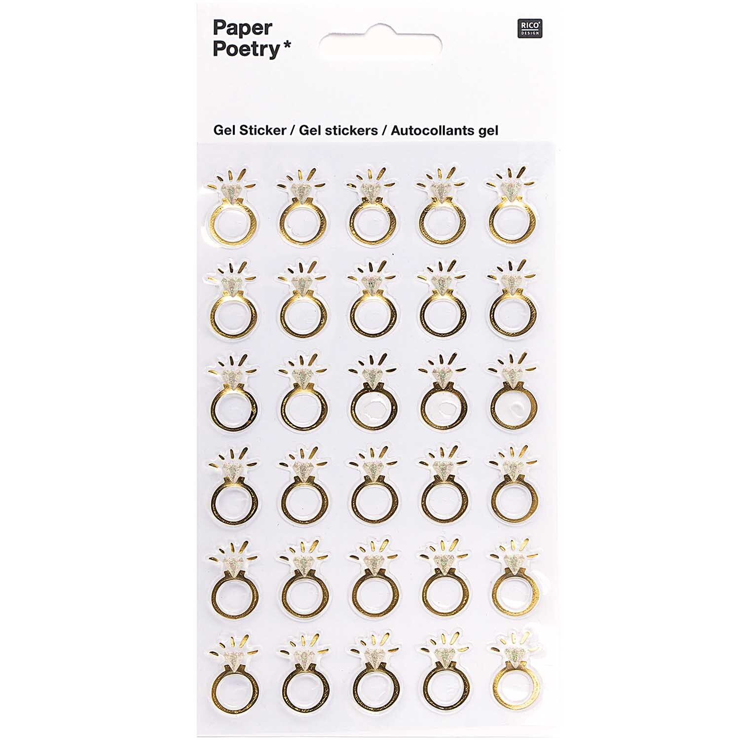 Paper Poetry Gelsticker Ringe in Gold von Rico Design, ideal für kreative Bastelprojekte.