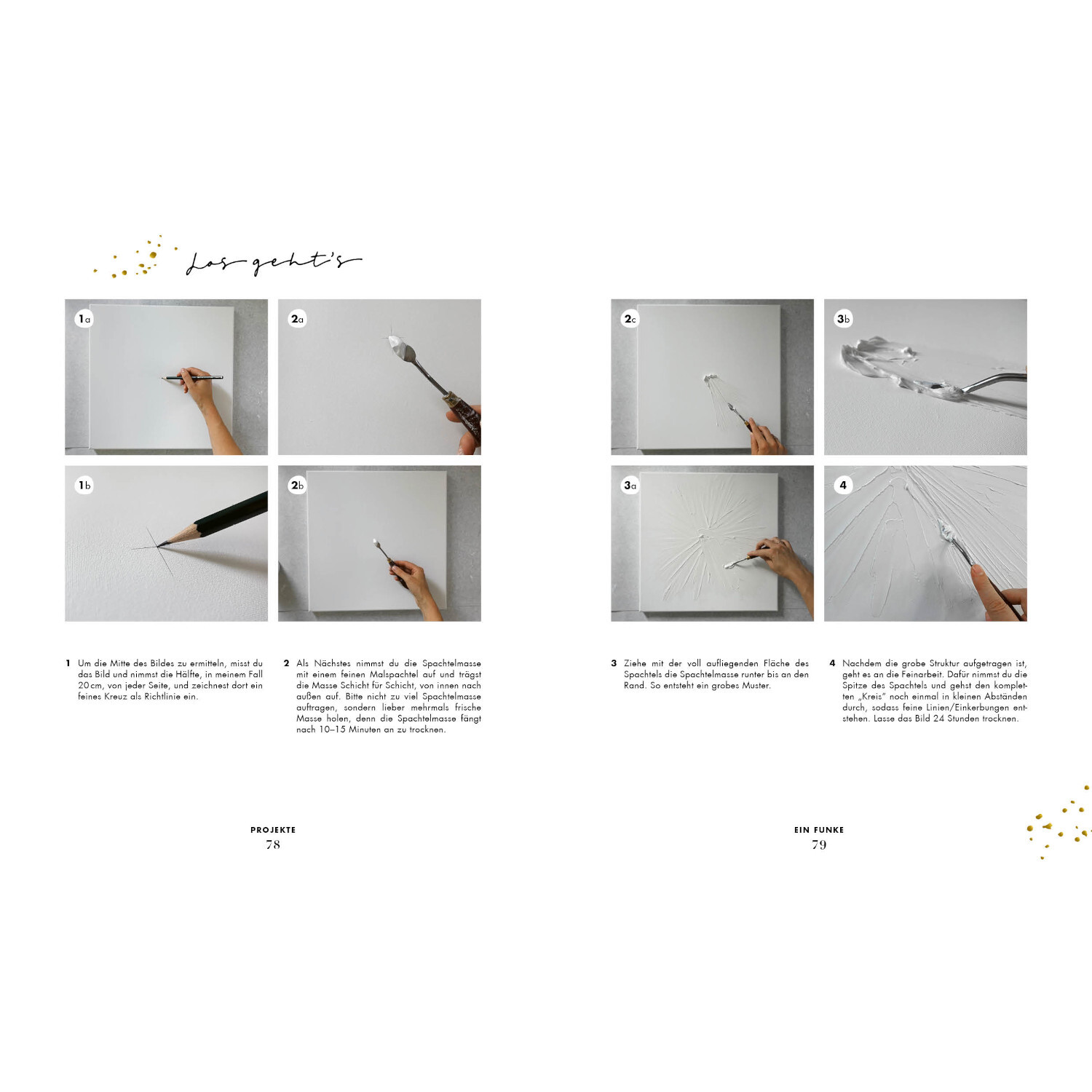 Shine – Art for Home: Schritt-für-Schritt-Anleitung zur Erstellung eines Kunstwerks auf weißer Leinwand.