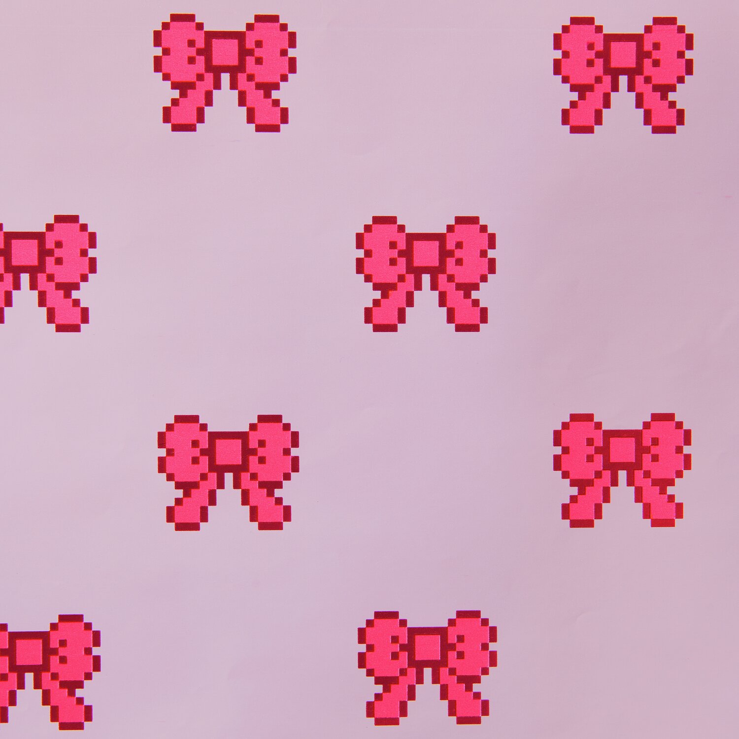 Geschenkpapier Pixel Schleifen Rosa mit pixeligen Schleifen auf rosa Hintergrund, 200x70cm, 80g/m².