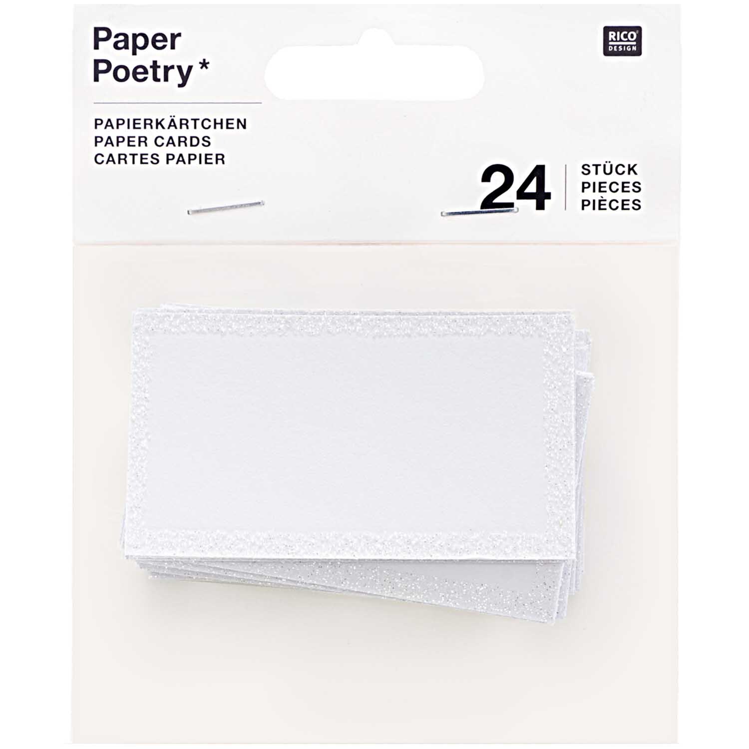 Paper Poetry Papierkärtchen weiß-glitter 7x4cm 24 Stück von Rico Design