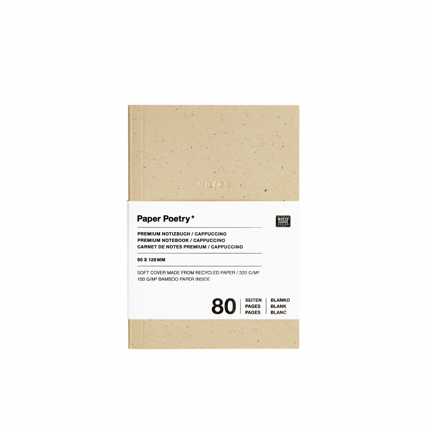 Paper Poetry Notizbuch S in Cappuccino, 9x12,8cm. Hochwertiges Design von Rico Design.