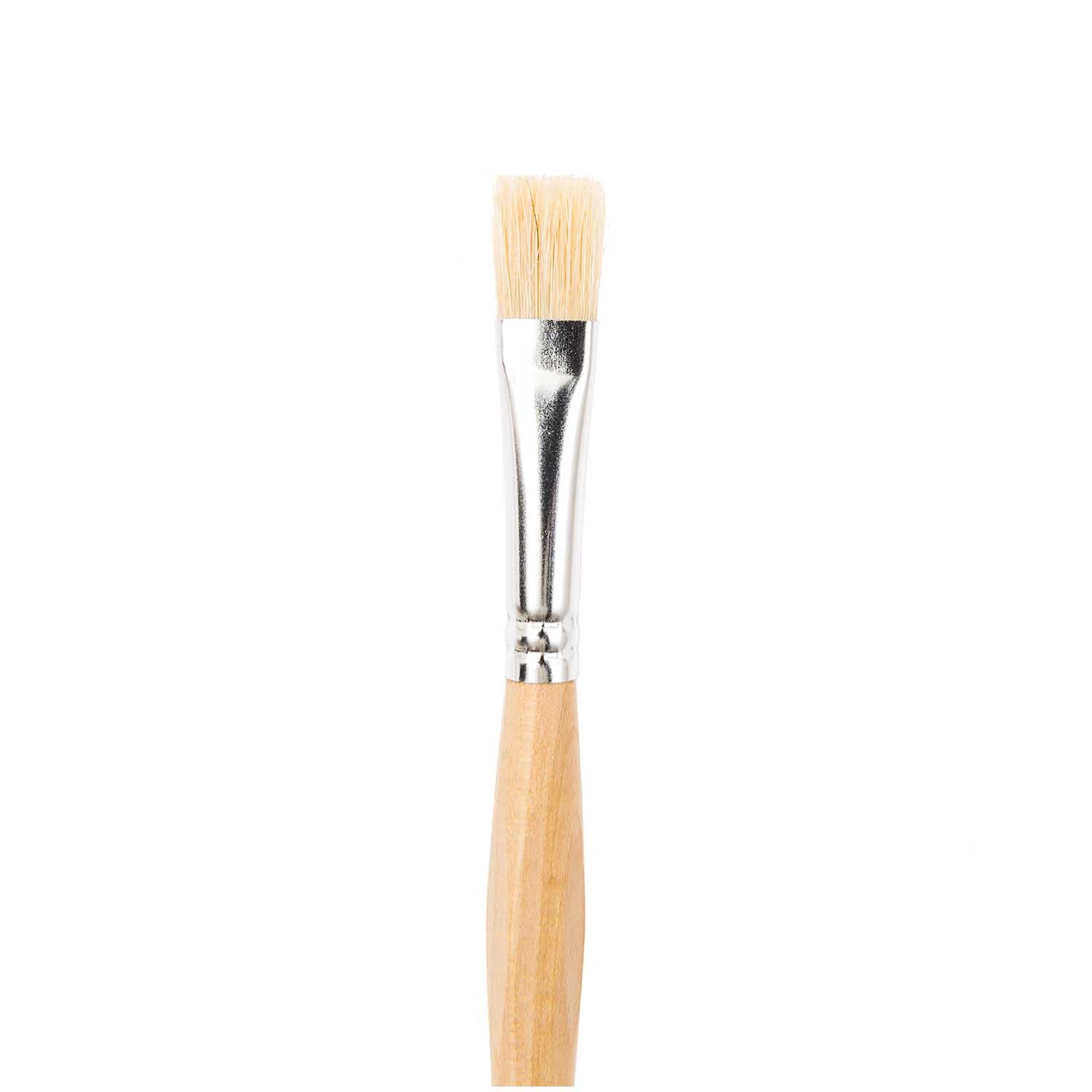 Pinsel Hobby Borste Ergonomic flach mit hellem Holzgriff und flacher Borstenform, ideal für präzises Malen.